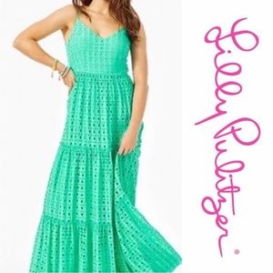 Lilly Pulitzer Green Tiered Maxi Dress for Resort Wear